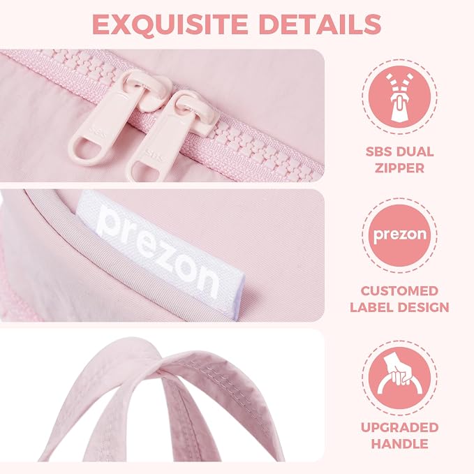 Toiletry Bag for Women, Portable Hanging Organizer, 4 Leakproof Compartments for Full-Sized Conditioners, Brush Sets, Makeup Accessories, Visible and Easy to Access, M, light pink