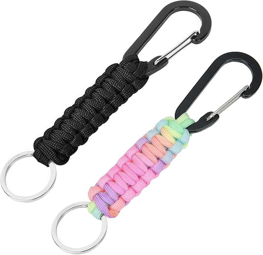 2 Pieces Paracord Keychain with Carabiner,Lanyard Clip for Keys Water Bottle Holder Backpack