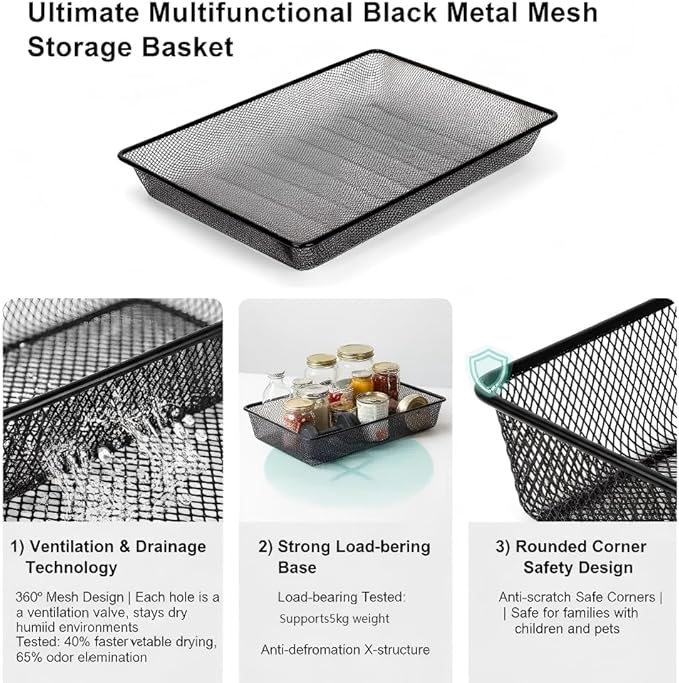 Metal Mesh Desk Organizer, Turn in Trays for Classroom School, Paper Letter Storage Basket for Teacher Office Home, and Storage Containers for Gift Wrap, and Crafts (6 Pack Black)