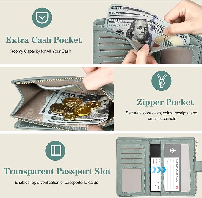 Passport Holder for Travel, Leather Passport Wallet with Airtag Slot, RFID Blocking Travel Wallet for Women Men, Passport Cover with Air Ticket Card Cash Coin Pocket, Travel Essentials Gift