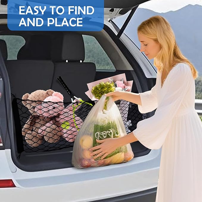 Envelope Style Cargo Net for 2021-2025 2026 Chevy Tahoe/Suburban/GMC Yukon Accessories, Rear Trunk SUV Mesh Cargo Net, Upgraded 5mm Bungee & Double-Layer Nylon Storage Netting Grocery&Tools Organizer