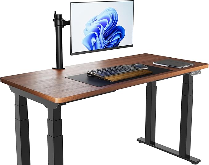 Amazon Basics Single Computer Monitor Stand with Cable Management, Height Adjustable VESA Desk Arm Mount, Fully Adjustable Tilt and Rotation, Steel, Black, Fits 13-30" Screens