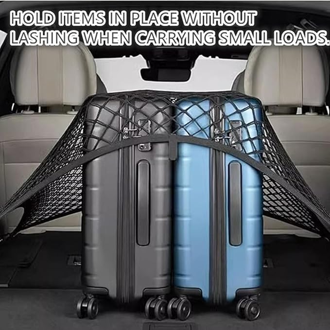 Cargo Net for SUV with Hooks, Adjustable Highly Elastic Storage Organizer Net for Car, Pickup Trucks,Mesh Organizer 2.6'x3.3' Stretches to 5'x6',Road Trip Essentials Black