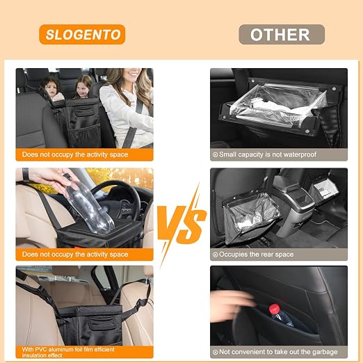 Hanging Car Trash Bag with Lid, Collapsible Garbage Bag with Pockets, Car Garbage Can for Central Control Leak-Proof Storage Organizer Box 1.76 Gallon Capacity Multipurpose Trash Bin