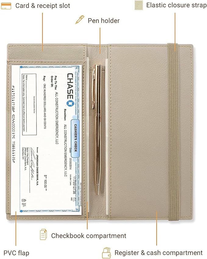 Zreal Checkbook Cover for Men & Women, Premium Vegan Leather Checkbook Holder for Duplicate Checks with RFID Blocking (Tan)