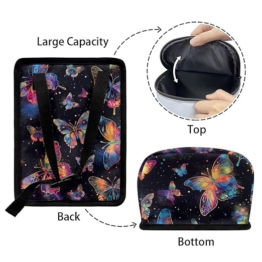 Biyejit Colorful Butterfly Car Trash Can Automotive Garbage Bag Trash Can with Lid Collapsible Reusable Waterproof Car Accessories Interior Cars Organizer