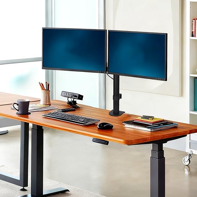 Dual Monitor Mount, Fully Adjustable Dual Monitor Stand for 13"-27" Screens, Holds Up to 22lbs Per Arm with C-Clamp & Grommet Base
