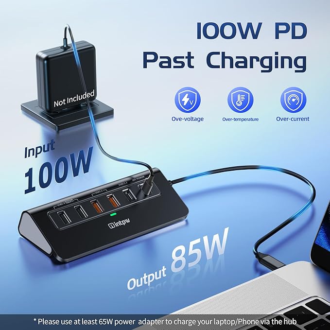 P9R PRO USB C Hub Ethernet, 10Gbps USB C Docking Station 10-in-1 with 4K@60Hz HDMI, Type-C & 2 USB A 3.2 Data, LAN, 2 USB A 2.0, PD 100W, SD/TF Ports, Powered USB Hub for Laptop, iPhone 17, Mac