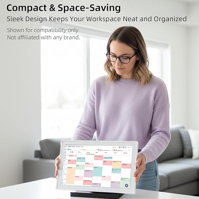Compatible with Skylight Calendar Max 27'' Digital Display ??Desktop Stand Accessory with Fixed Angle Base, Simple Desk Mount Holder, Built-In Mount Plate, No-Tool Setup for Desk or Countertop