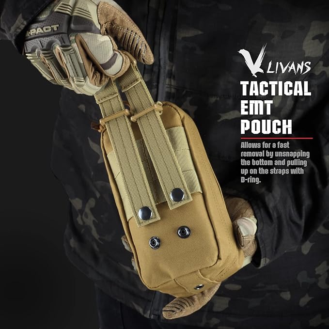 Tactical MOLLE Medical Pouch, Rip-Away EMT First Aid Pouch IFAK Trauma Kit Everyday Carry Survival Bag Include Cross Patch