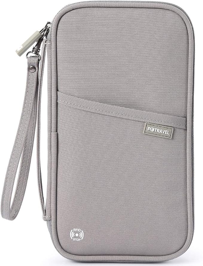 VanFn RFID Travel Passport Wallet, Family Passport Holder, Trip Document Organizer P.Travel Series (Nylon - Grey)