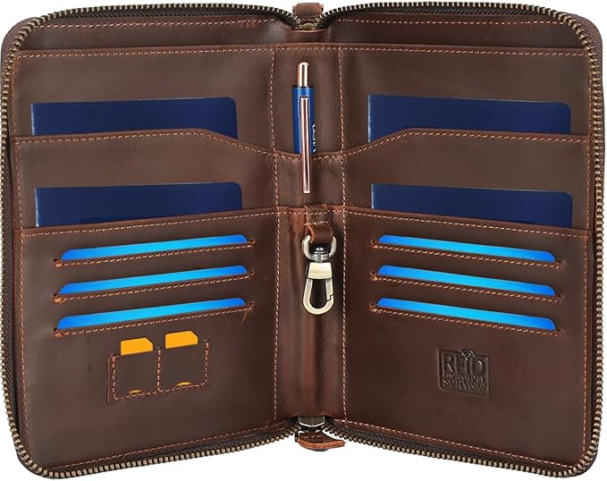STAR VISTA Lorenzo Full Grain Leather Family Passport Wallet for 4, Large Travel Document Organizer for Exquisite Voyagers, Multi-Currency Compartments, RFID Blocking, AirTag Track, Espresso Brown