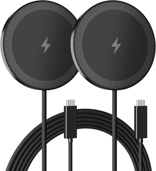 15W Wireless Charger for Apple MagSafe Charger, Magnetic Fast Charging Pad | Compatible for iPhone 17 16 15 14 13 12 Pro Max, AirPods-Slim Portable for Desk Bedside and Travel - 2 Pack, Black