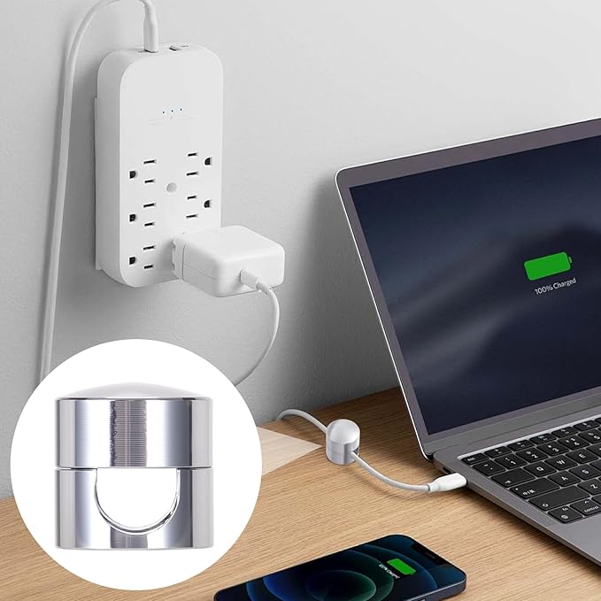 5 Sets Charger Holders for Cords, Silver Adjustable Cable Anchor Holders, Adhesive Metal Cord Clips, Cable Management Wire Organizers for Desk, Office, Nightstand
