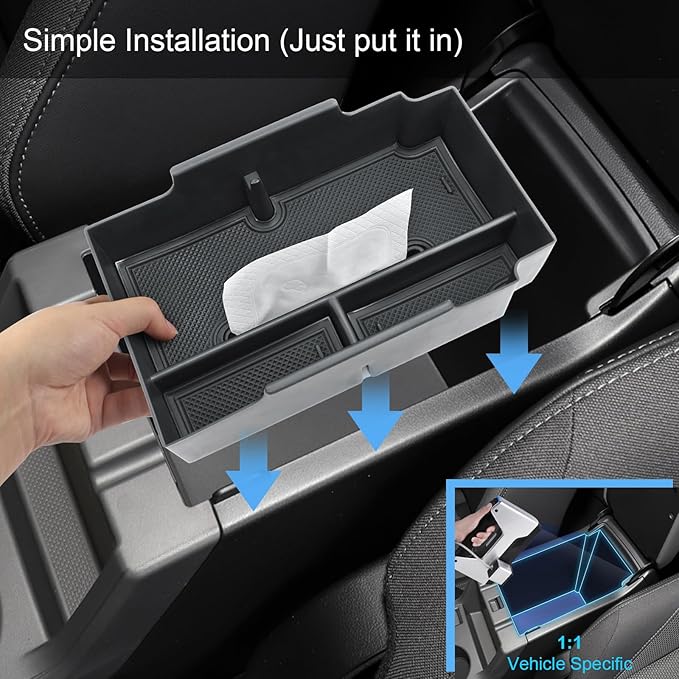 2024 2025 2026 Crosstrek Accessories Center Console Organizer for Subaru Crosstrek (Premium/Sport/Limited/Wilderness),2025 Crosstrek&Impreza Console Tray Insert Organizer with Tissue Box Holder