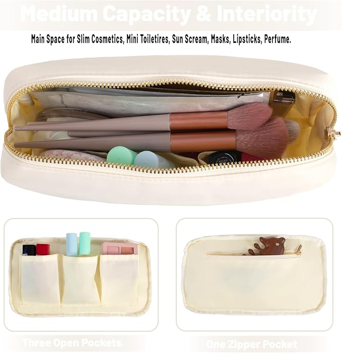 Travel Essentials Makeup Bag for Women Water-resistant Toiletry Organizer Nylon Cosmetic Pouch Preppy Stuff