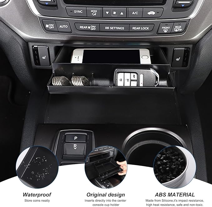Center Console Organizer Tray Center Drawer Storage Box Suitable for Honda Pilot 2015-2022 Ridgeline 2017-2023 Customized Hidden Drawer Storage Box Car AC Under Panel Storage Box
