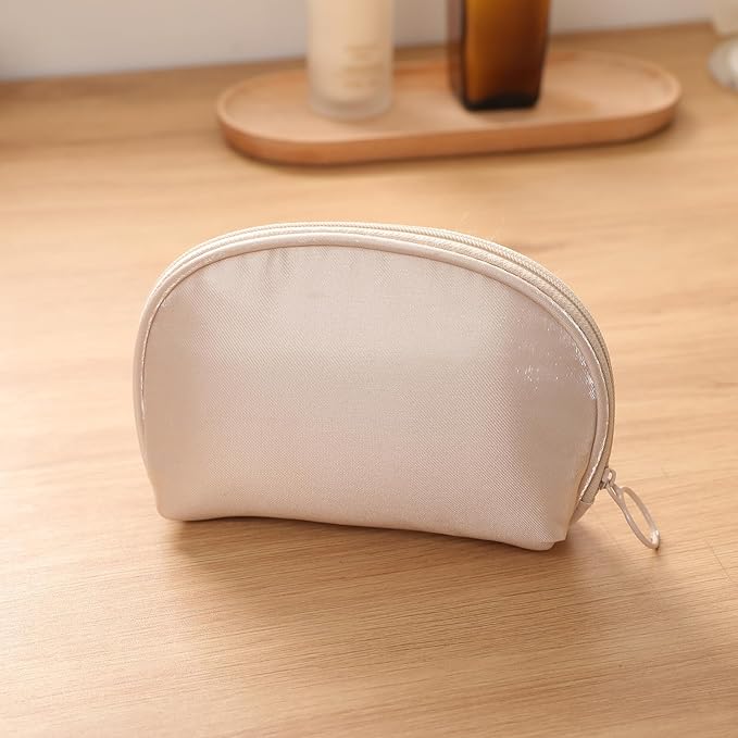Half Moon Makeup Bag for Purse Cosmetic Pouch for Women Portable Zipper Cosmetic Case with Compartments