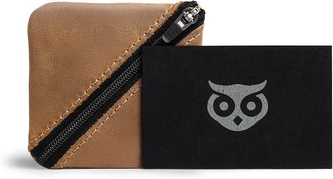 Hide & Drink, Slash Zippered Pouch, Change Holder, and Storage for Pocket and Purse Organization with Zipper, Full Grain Leather, Handmade (Single Malt Mahogany)