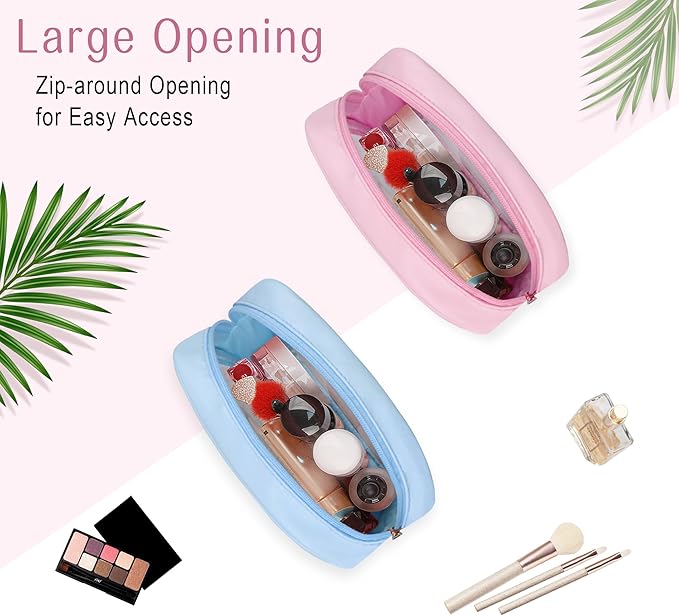 TSA Toiletry Bag Clear Makeup Bag Travel Essentials Cosmetic Bag for Men and Women(Blue + Pink)