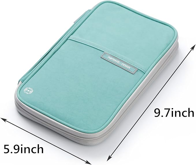 VanFn Passport Wallets, Travel Wallet, RFID Family Passport Holder, Trip Document Organizer (Green)
