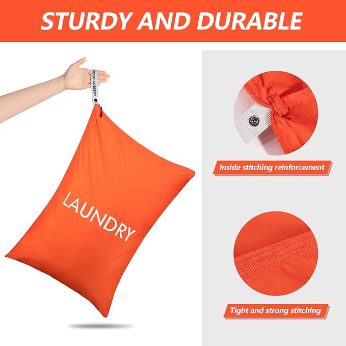 MissBoy Travel Laundry Bag with Zipper, Odor-Isolating & Splash-proof Dirty Clothes Organizer for Suitcase, Lightweight Foldable Wet Dry Bag for Gym, Camping, and Swimming