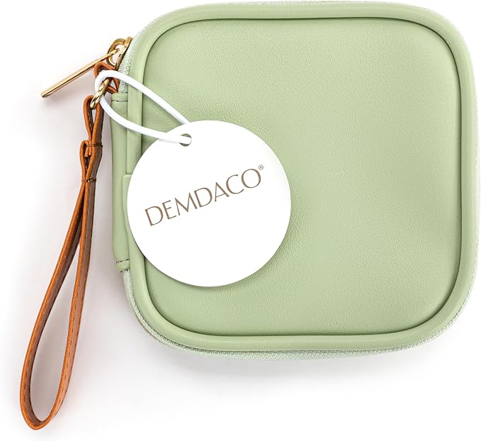 DEMDACO Electronic Accessories Tech Pouch Carry Case Travel Organizer for Cables Chargers and Headphones 4 x 4 Inch Sage Green