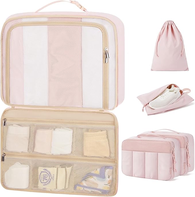 BAGSMART Compression Packing Cubes for Travel, 6/5/4set Lightweight Packing Organizers, Summer Travel Essentials Suitcase Organizer Bags Set