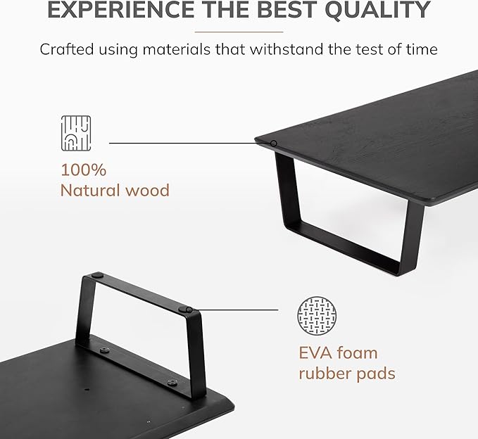 Anji Mountain Monitor Stand - Desktop Organizer & Laptop Riser, Ergonomic Monitor Riser, Space-Saving Monitor Stand for Desk, Durable Construction, Easy Assembly, Ideal for Home & Office,Black