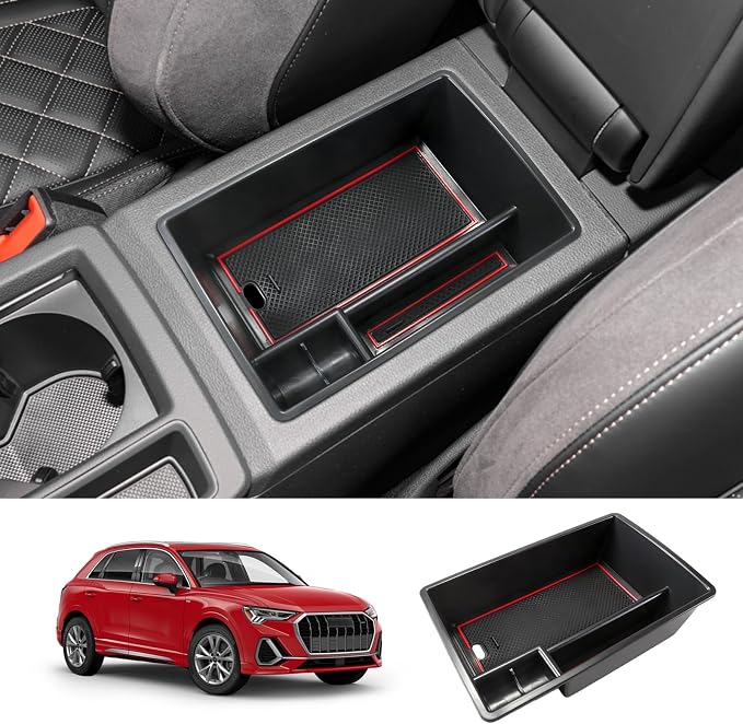 2019-2025 Auid Q3 F3 Center Console Organizer Armrest Storage Box Insert Tray Armrest Console Organizer 2024 2025 Auid Q3 Accessories (Red)