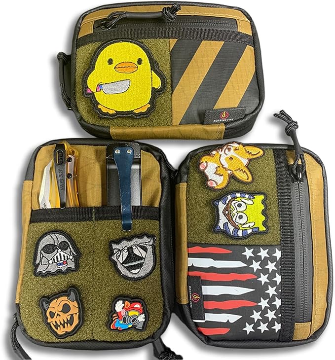 ROARING FIRE Brigos Men's Tactical Everyday Carry Gear Pouch - Waterproof Nylon Construction with RFID-Blocking Pocket, 3 Zippered Pockets and 5 Slip Pockets (American Flag Edition)