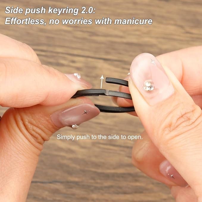 Titanium Key Rings Heavy Duty Side Push Split Key Chain Rings for Key Carabiner Quick Release Keychain