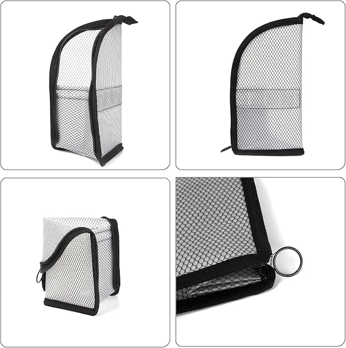patu Standing Travel Toiletry Bag - Transparent Waterproof PVC Mesh Pouch with Triangle Design for Bathroom Essentials & Personal Care, 2 Packs, Black