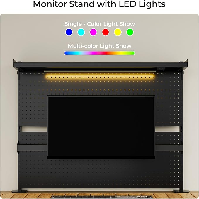 EUREKA ERGONOMIC Pegboard with Dual Monitor Stand,Steel Pegboard for Desk,Computer Accessories for Office, Privacy Panel for Gaming Desk, 4 Accessories Modular Hanging,43 x 34inch, Black