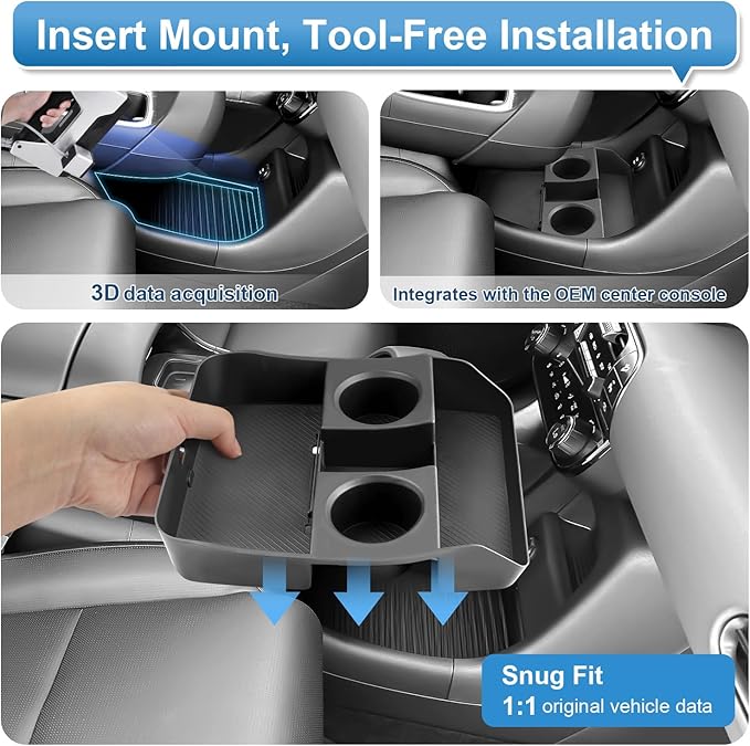 2026 Palisade Center Console Organizer Lower for Hyundai Palisade (Only fit 7-Seater), Durable ABS Plastic Console Tray Insert/with Water Bottle Holder 2026 Palisade Accessories
