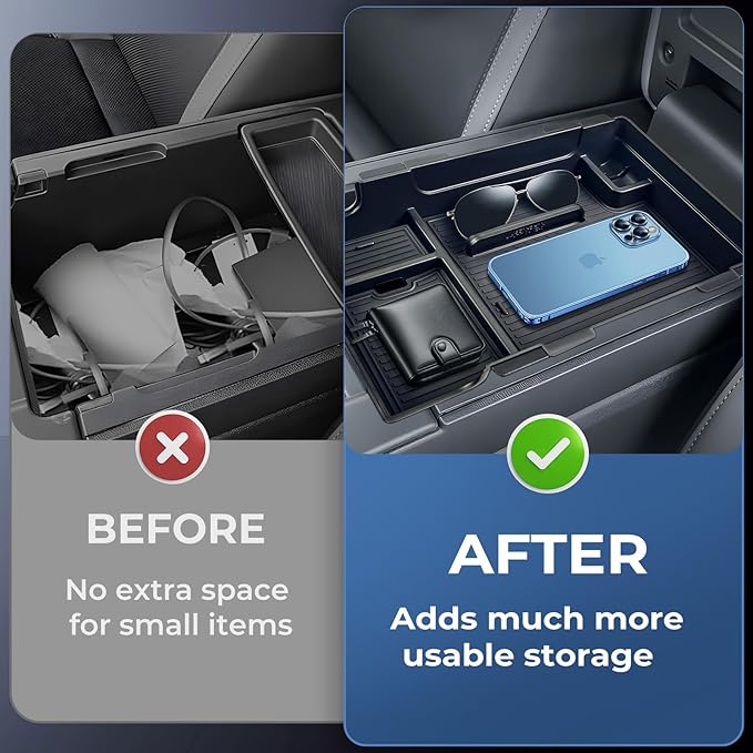 Double Layer Center Console Organizer Tray Storage Box for Honda Prologue EV/Acura ZDX 2026 2025 2024, Interior Accessories Armrest Insert Tray Storage Box for 2024-2026 Prologue EV/ZDX, Black