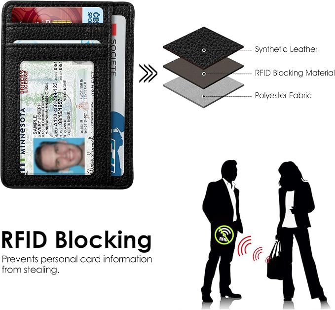 FINTIE Slim Minimalist Front Pocket Wallet, RFID Blocking Credit Card Holder Card Cases with ID Window for Men Women (Black)