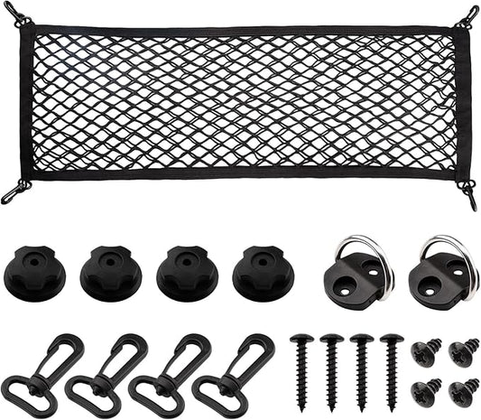 Cargo Net for SUV Trunk Net Organizer 35.4 x 11.8 inches, Elastic Heavy Duty Storage Mesh Net with Hooks Double-Layer Car Rear Cargo Net for Sedan, Vehicle