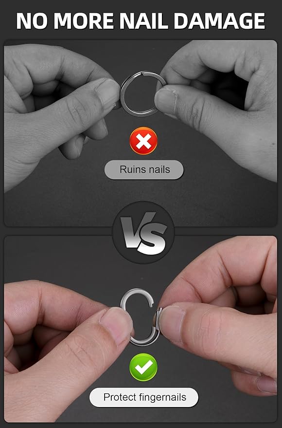 KEEPO LINK Titanium Key Ring Side Pushing, Small Key Ring Quick Release Keychain Connector for Men, 2 Pcs, OLO03