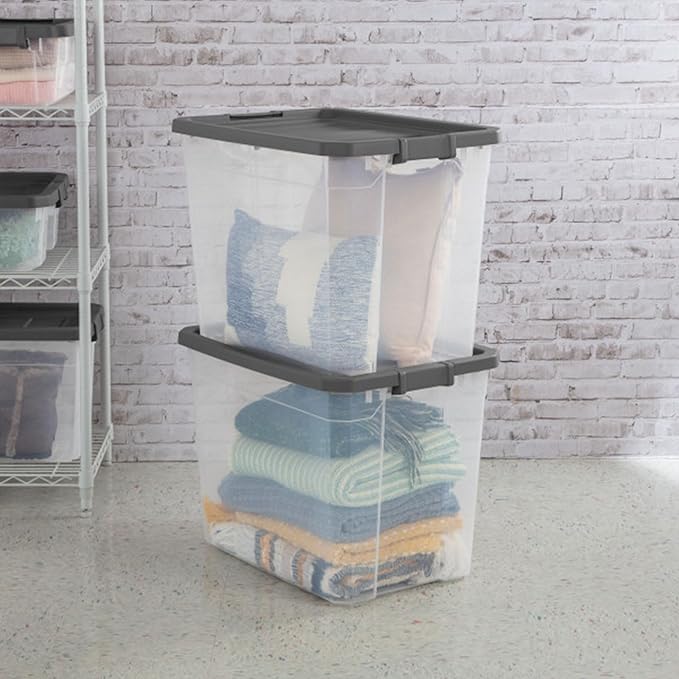 STERILITE 108 QT. Clear Stacker Storage Container Tote with Latching LID 4-Pack 4 X 1