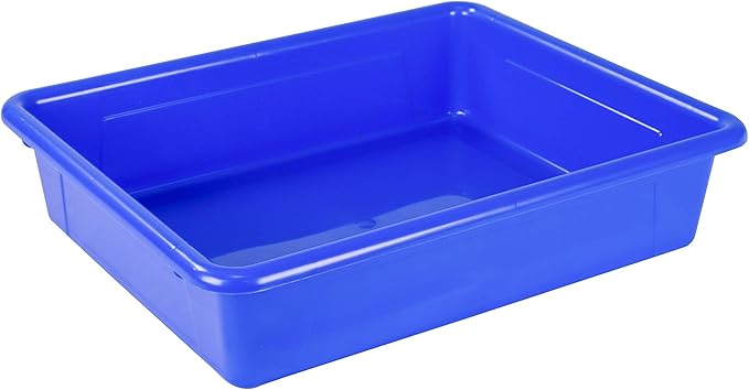 Storex Letter Size Flat Storage Tray – Organizer Bin for Classroom, Office and Home, Blue, 5-Pack (62517A05C), 10 x 13 x 3 Inches