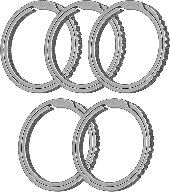 TISUR Titanium Keychain Rings, Split Side Pushing Key Rings Heavy Duty Black Key Ring For Key Chain Carabiner Dog Tag Ring