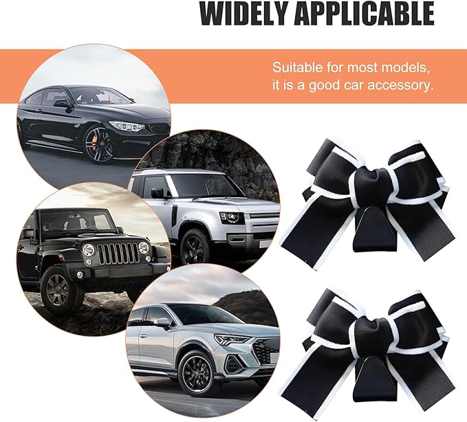 2 PCS Cute Bow Car Seat Headrest Hooks, S Type Back Seat Hanger, Universal Vehicle Storage Hanger for Handbag Purse Coat, Space-Saving Car Accessories (Black)