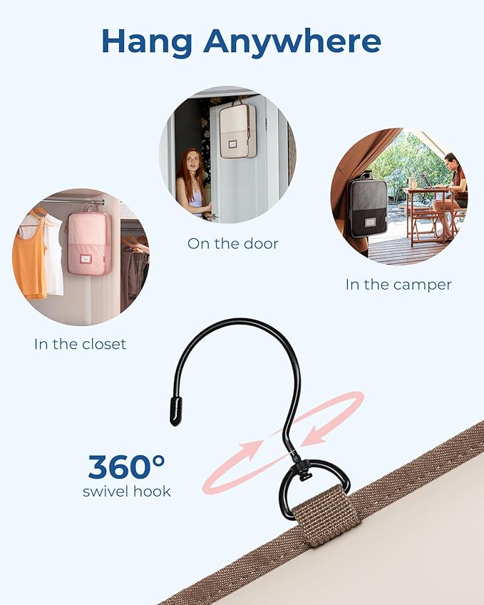 BAGSMART Hanging Packing Cubes for Travel, 6 Set Clear Waterproof Packing Cubes for Suitcases, Storage Organizer for Hanging Closet with Zipper, Handles and Hook Baby Pink