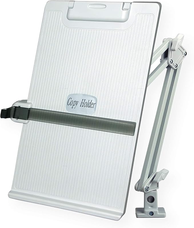 Aidata CH012A Metal Arm Copy Holder, Adjustable Viewing Angles, Flexible Metal Arm with Desk Clamp, Sturdy Plastic Pad, Attachable to Desks up to 1.75" Thickness, Metal Arm Extends up to 20"