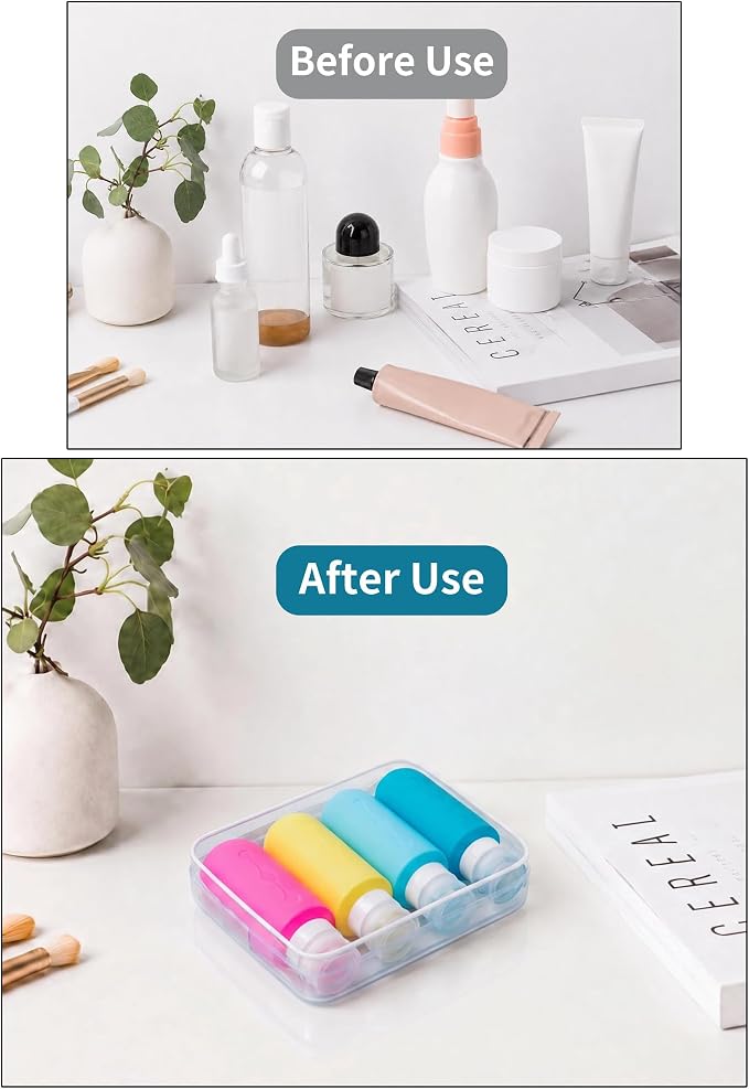 Gemice Travel Bottles for Toiletries, Tsa Approved Travel 6oz Size Containers with Clear Bag, BPA Free Leak Proof Travel Tubs Refillable Liquid Travel Accessories for Cometic Shampoo Lotion