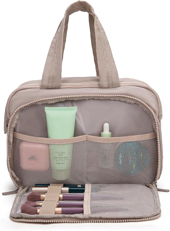 Montana West Travel Toiletry Bag for Women, Large Capacity Makeup Organizer, Lightweight Puffy Cosmetic Bag with Waterproof Lining, Front & Back Zipper Pockets, Travel Essentials Bag