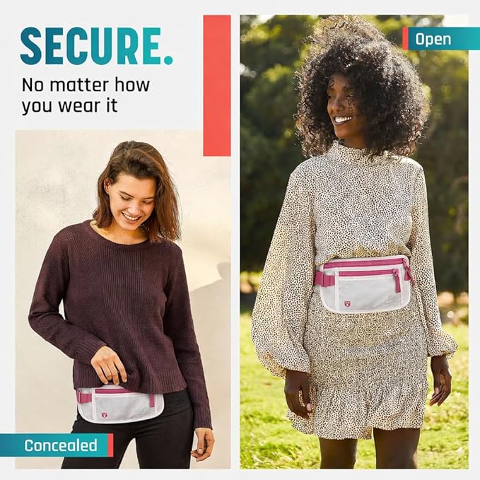 Alpha Keeper Money Belt for Travel Hidden Under Clothes – RFID Blocking Passport Holder & Slim Waist Wallet Pouch for Women & Men, Anti-Theft Travel Accessories