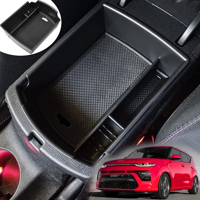 TACORBO Center Console Organizer Compatible with KIA Soul 2020 2021 2022 2023 2024 2025 Accessories Armrest Glove Box Secondary Storage, ABS Materials Insert Tray,Black