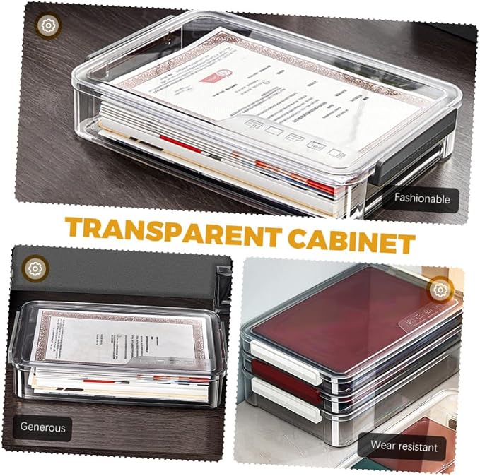 Stackable Small Document Storage Box with Lid, Plastic File Organizer and Desktop Paper Container for Office Filing and Home Document Management